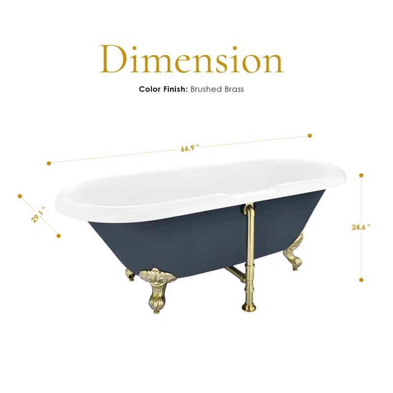 Altair 52167-BAT-GR-BB Kerta 66.9'' x 29.1'' Freestanding Soaking Acrylic Bathtub