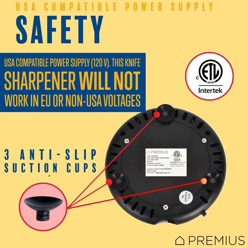 Chef Pro PREMIUS Compact 3-in-1 Electric Knife Sharpener System, Black