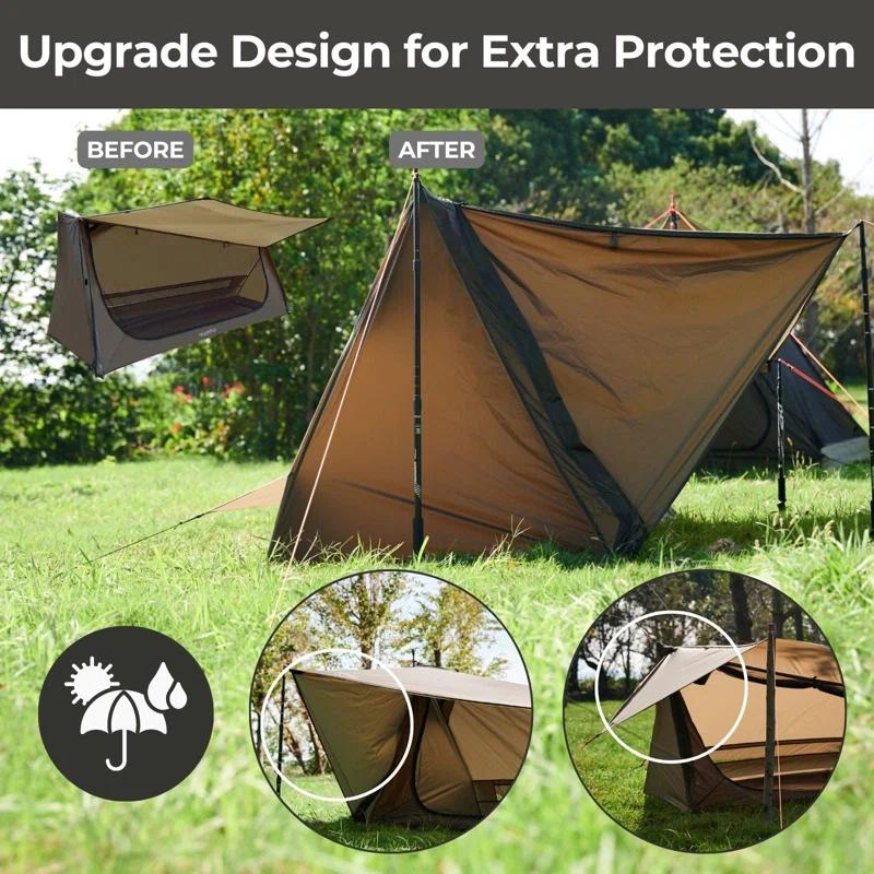 LIFETIME FLOORING LLC Backpacking Tent For Single Person, 3 Season Ultralight Tent Waterproof Silnylom Bushcraft Tent Shelter Lightweight 1 Person Tent For Camping Backpacking Hiking, NO Trekking Pole