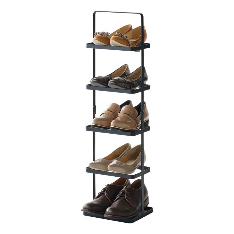 Yamazaki Home Steel Upright 5 Pair Shoe Rack with Handle