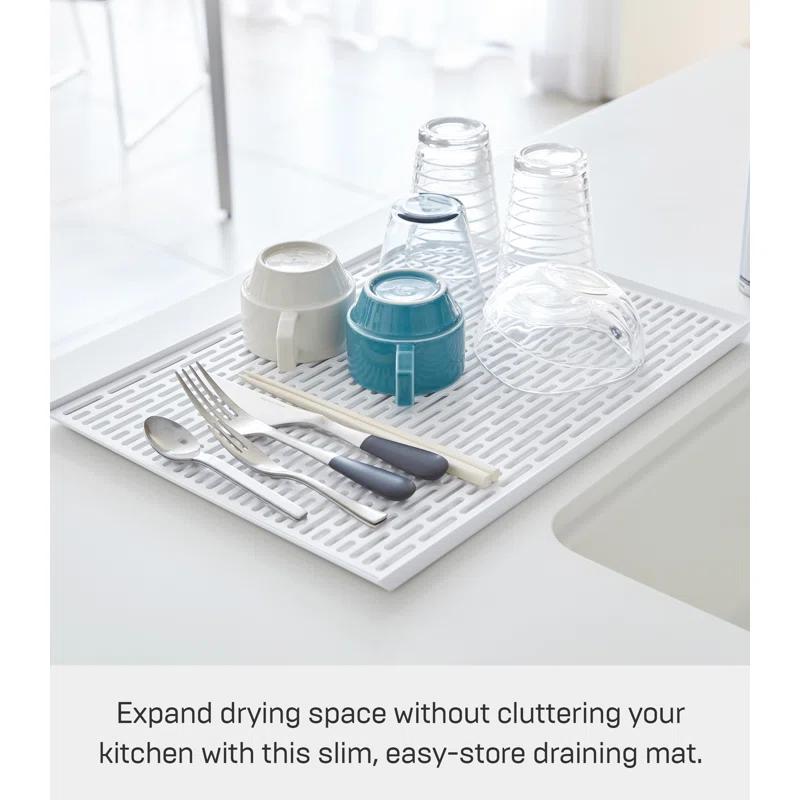 Yamazaki Home Yamazaki Home Sink-Side Draining Mat - Kitchen Dish Rack Tray Drainer, Plastic