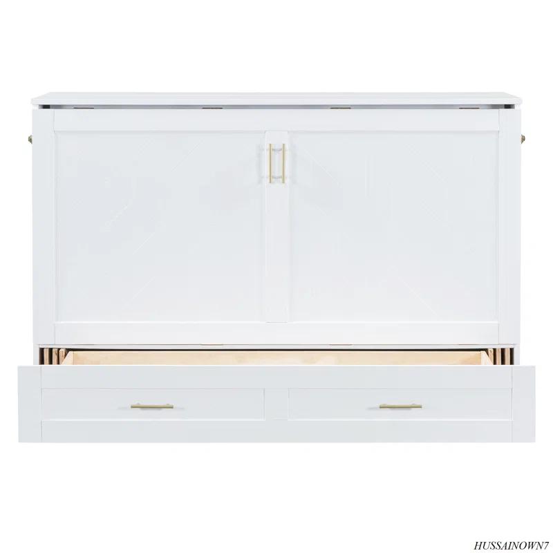 GROUPES Murphy Bed Wall Bed With Drawer And A Set Of Sockets & USB Ports, Pulley Structure Design