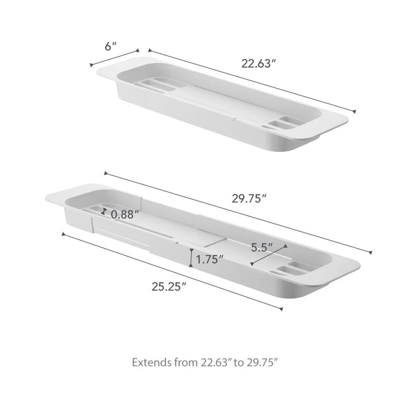 Yamazaki Home Tower Yamazaki Home Expandable Bathtub Caddy - Bathroom Tray Table Holder, 1.77" Height