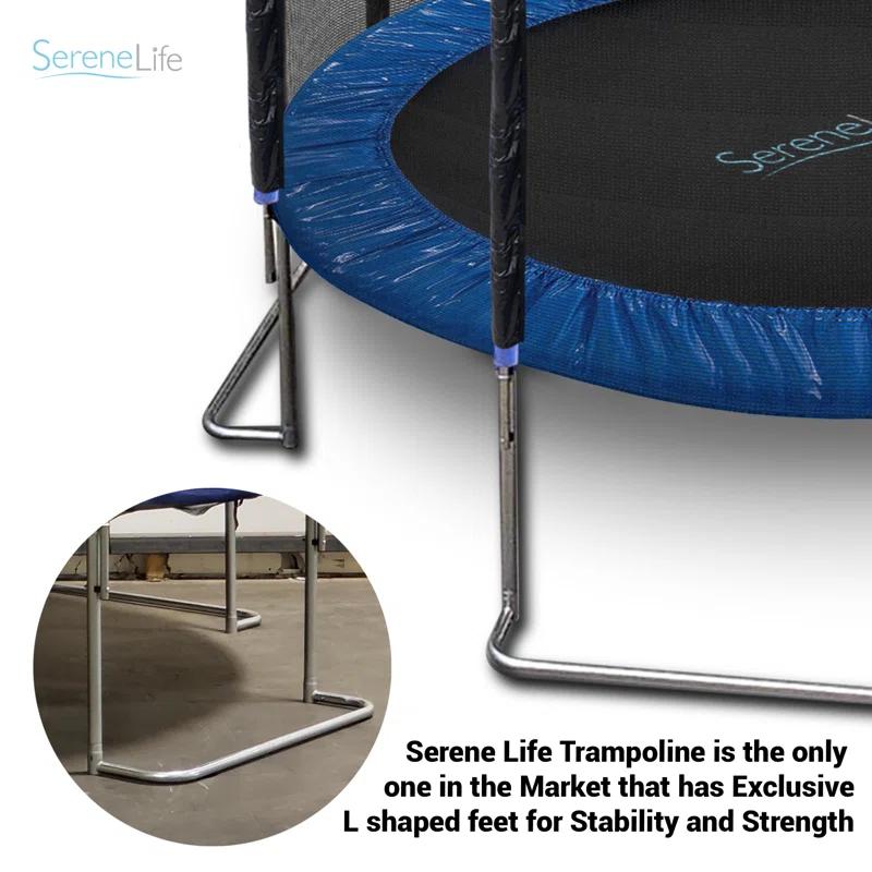 SereneLife Outdoor Trampoline With Enclosure 12Ft - Full Size Backyard Trampoline With Safety Net - Enclosed Trampoline For Kids, Teen, Adult - 12 Feet Indoor Outdoor Trampolines