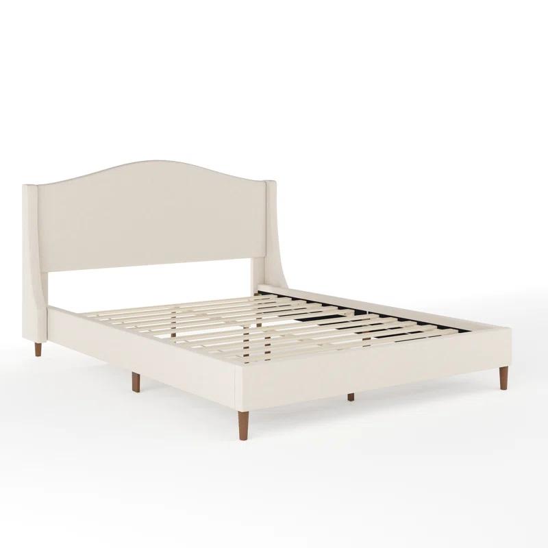 Martha Stewart Amelia Upholstered Platform Bed With Curved Headboard