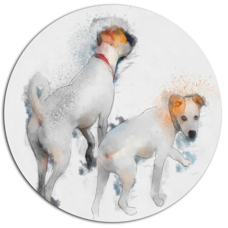 Design Art " Stylish White Dogs Walking "