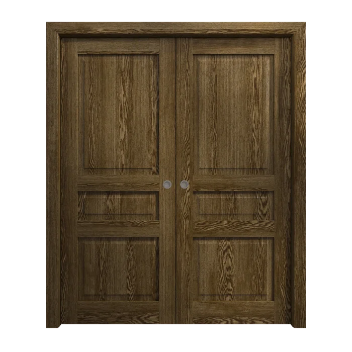 SARTODOORS Sliding French Double Pocket Doors | Ego 5012 | Kit Rail Hardware | Solid Wood Interior Bedroom Modern Doors | Wayfair