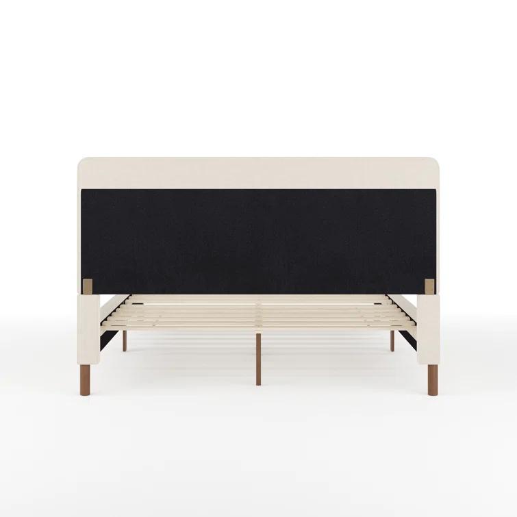 Martha Stewart Martha Stewart Kay Upholstered Platform Bed With Channel Stitched Wingback Headboard