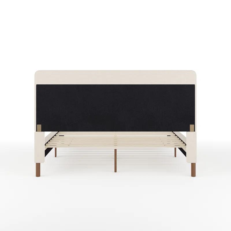 Martha Stewart Martha Stewart Kay Upholstered Platform Bed With Channel Stitched Wingback Headboard