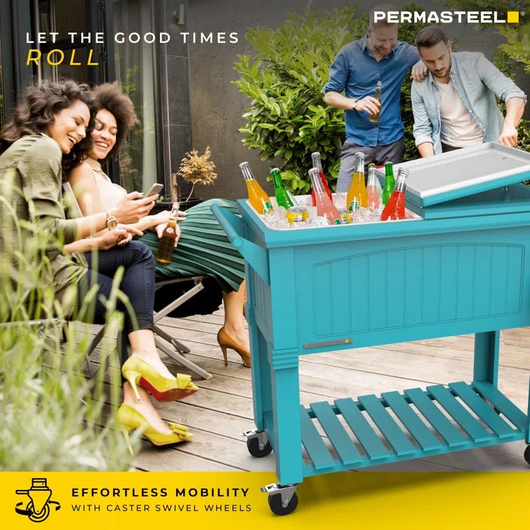 Permasteel 80 Qt. Furniture Style Rolling Patio Cooler