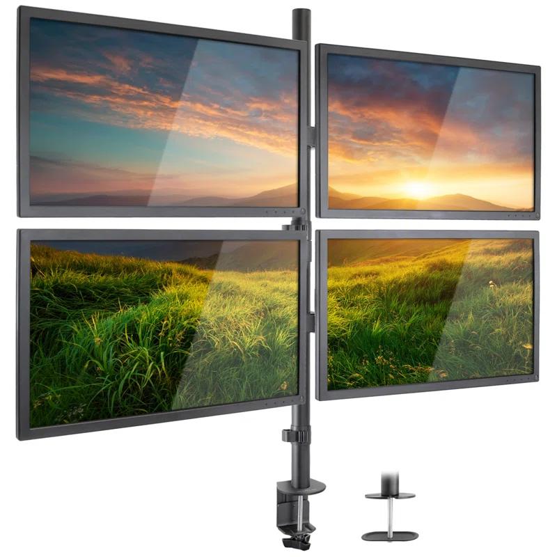 Mount-it Mount-It Quad Monitor Stand | Height Adjustable Standing 4 Screen Mount Fits Monitors Up to 32 in.