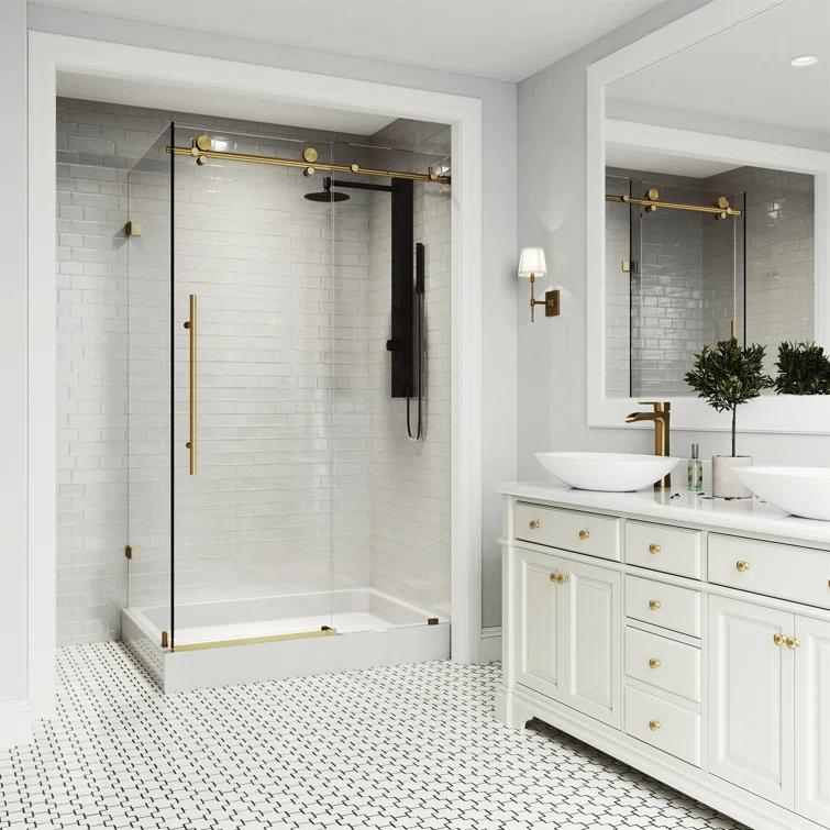 Elan E-class 48" W x 36" D x 82" H Sliding Frameless Shower Enclosure with 3/8" Clear Glass&Base