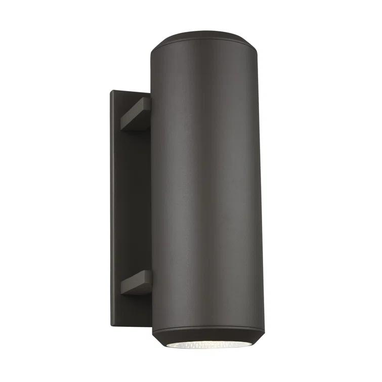 Bronze Cylinder Dual-Light LED Outdoor Wall Sconce