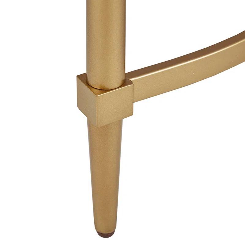 Bordeaux Marble Top Half-Moon Gold Metal Console Table