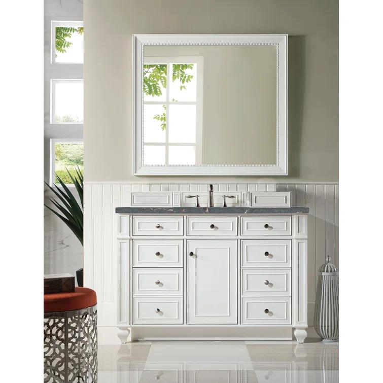 Bright White Plywood Single Vanity with Parisien Bleu Quartz Top