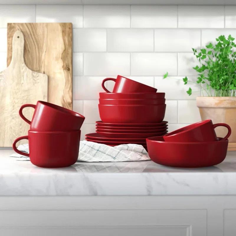 Ten Strawberry Street Wazee Matte 16 Piece Dinnerware Set, Service for 4