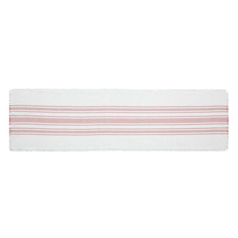 VHC Brands Antique White Stripe Coral Indoor/Outdoor Runner 12X36