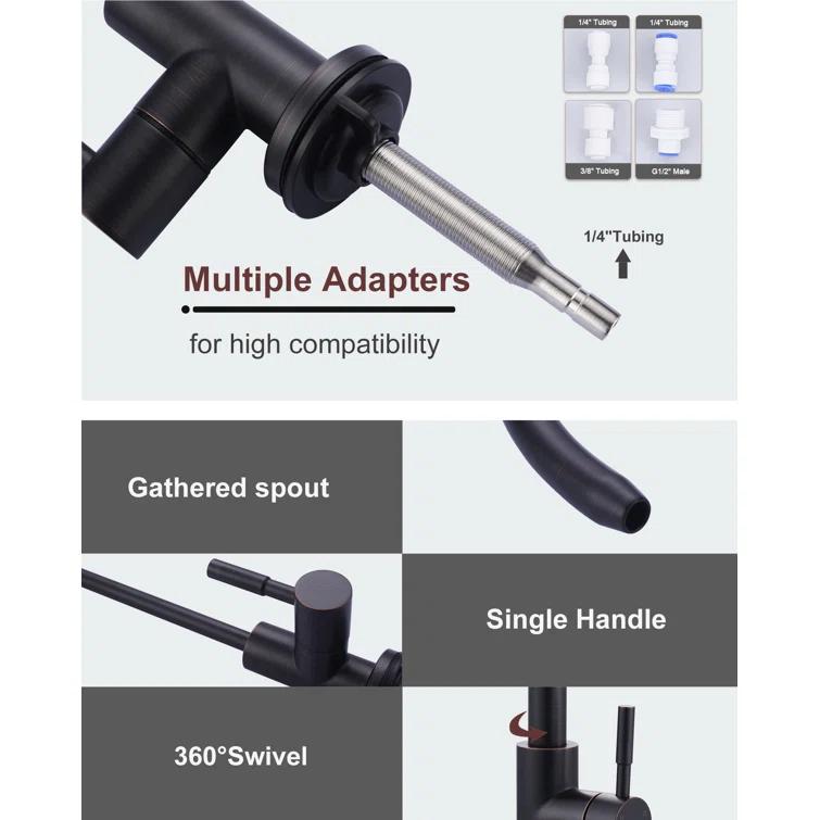 ARCORA ARCORA Stainless Steel Pull-Down Kitchen Faucet and Water Filter Faucet Combo AR7100301RB-L