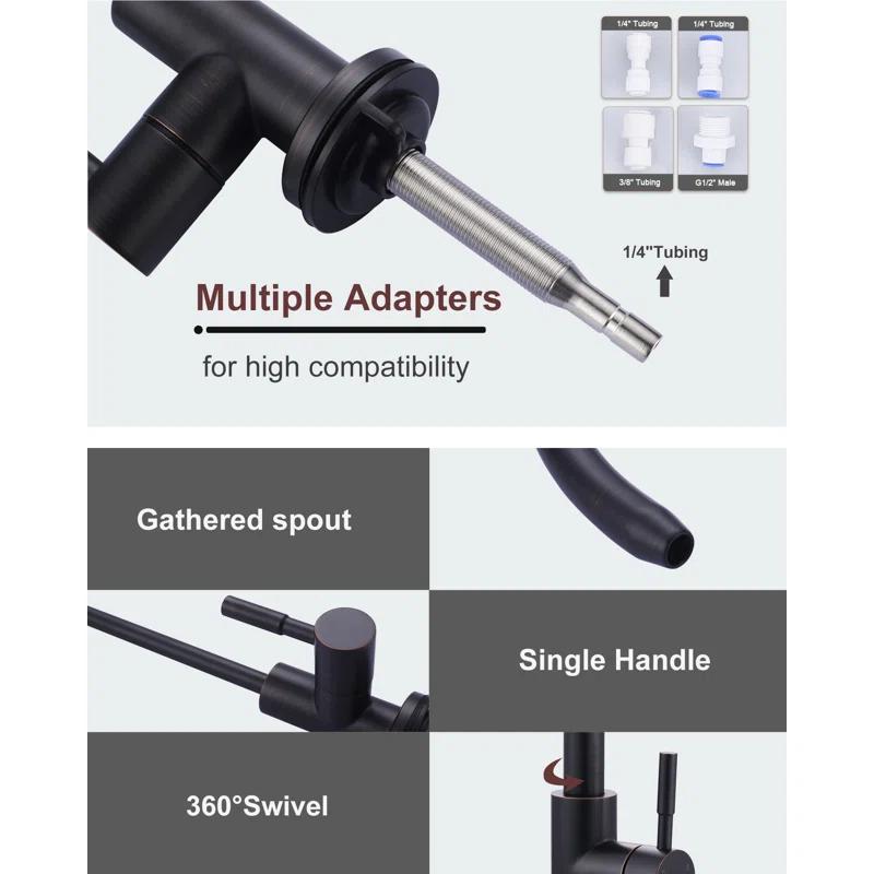 ARCORA ARCORA Stainless Steel Pull-Down Kitchen Faucet and Water Filter Faucet Combo AR7100301RB-L