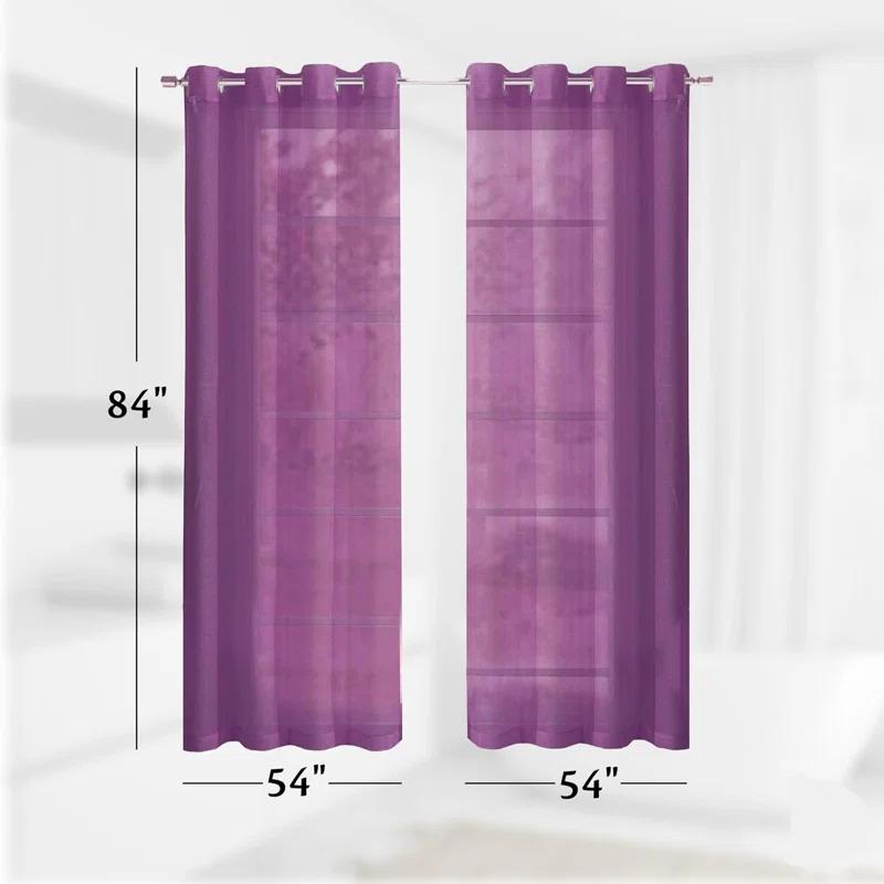 Dainty Home Sheer Window Curtains 2 Panels 54" W X 84" L (108" W) Extra Wide Linen Textured Curtains & Drapes For Living Room, Bedroom, Farmhouse Curtains, Boho Decor, Light Filtering Window Treatments With Grommets