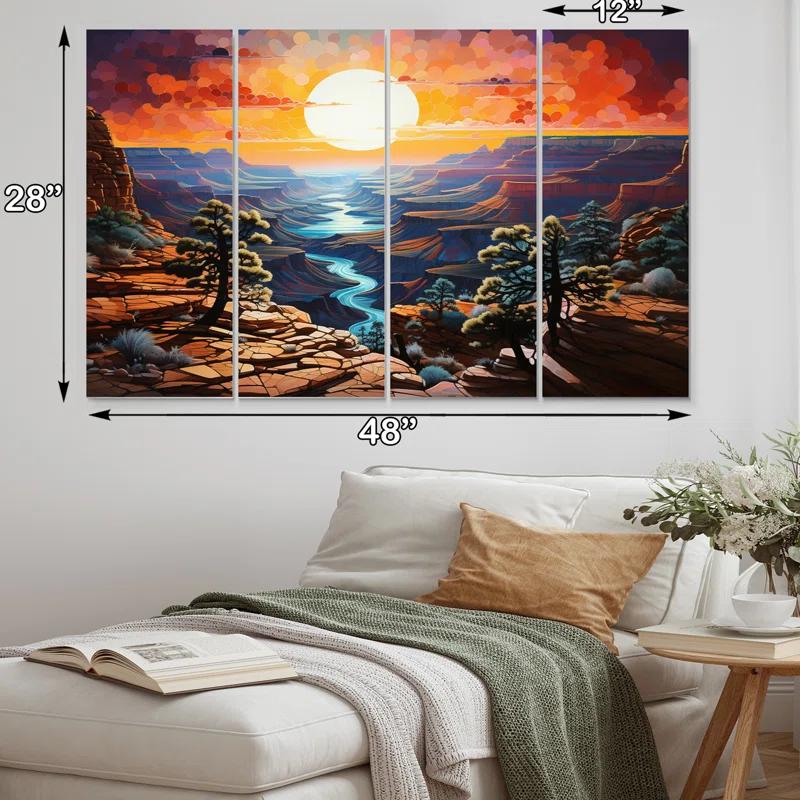 Design Art Canyon Luminosity Pointillism I - Landscapes Metal Wall Art Living Room Set