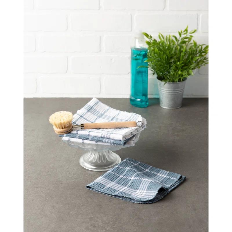 Design Imports Waffle Weave Cotton Plaid Waffle Dish Cloth Kitchen Towel (Set of 12)