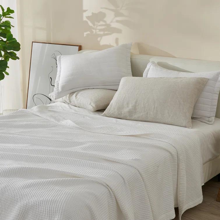 Solid Cotton Waffle Weave Blanket