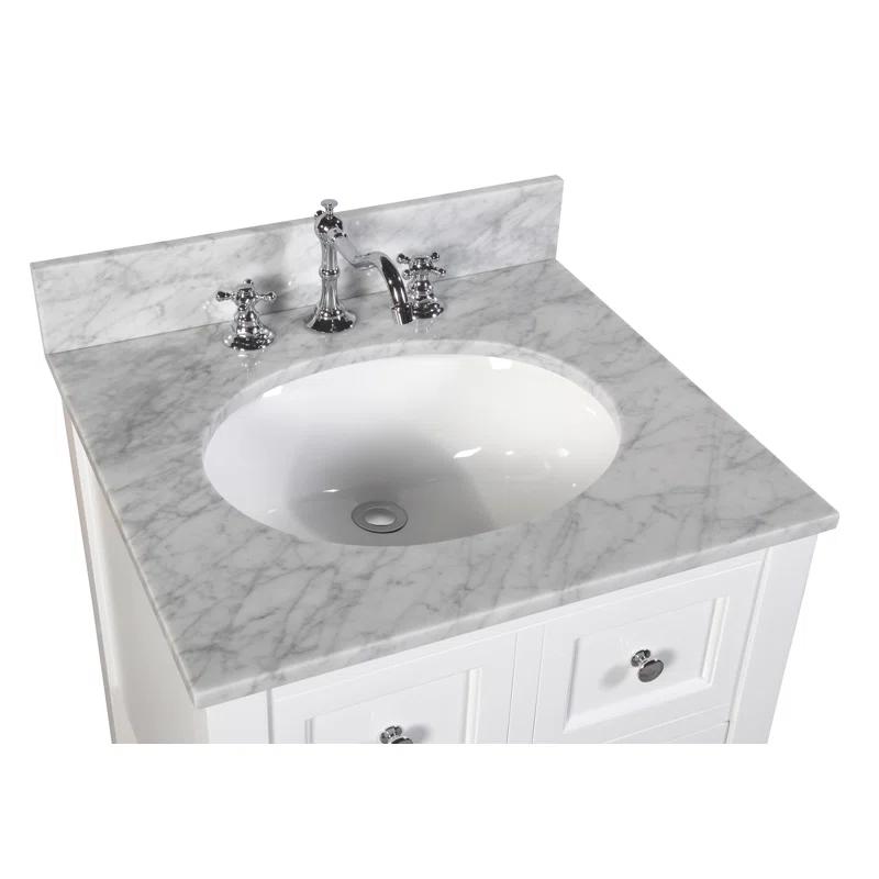 Gracie Oaks Catherine 24'' Single Bathroom Vanity with Genuine Marble Top