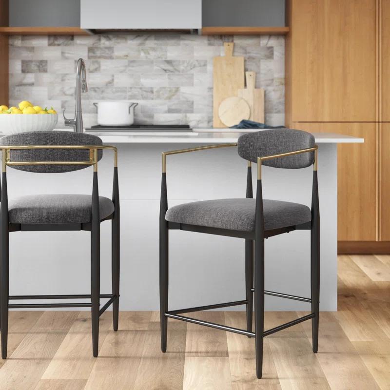 Willa Arlo™ Interiors Maconay Upholstered Counter Stool with Metal Frame (Set of 2)