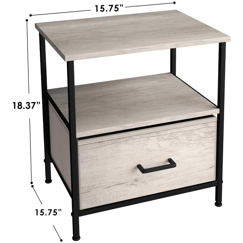 Sorbus Sorbus 1 Drawer and Shelves Nightstand with Steel Frame, Wood Top & Fabric Bins