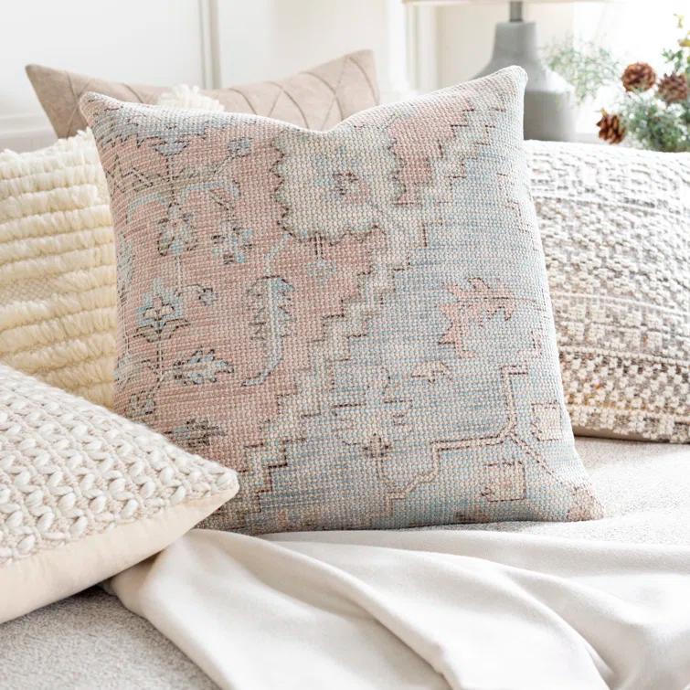 Livabliss Samsun Floral Cotton Blend Reversible Throw Pillow