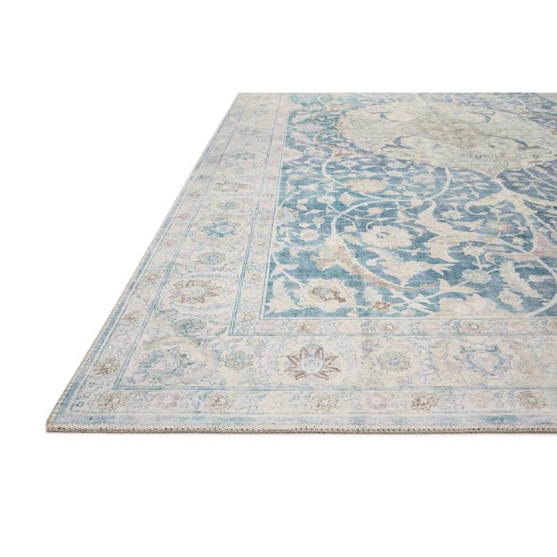 Jules Oriental Machine Made Polyester Indoor Area Rug in Antique Blue/Gray