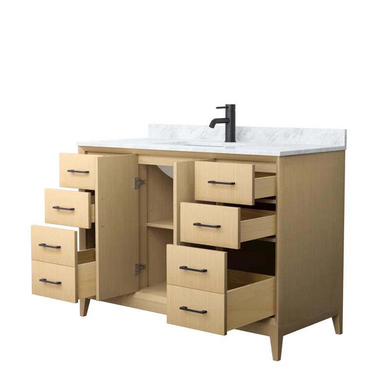 Wyndham Collection Janna 48" Freestanding Single Bathroom Vanity with Marble Top