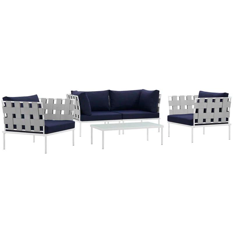 Modway Harmony 5 Piece Outdoor Patio Aluminum Sectional Sofa Set