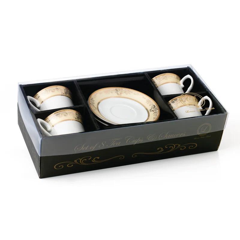 Lorren Home Trends 4 Piece Teacup & Saucer Set