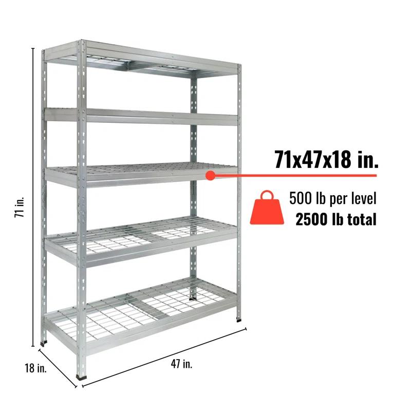 AR SHELVING Ar Shelving 5-Tier Galvanized Steel Garage Storage Shelving Unit in Silver with Wire Racks (35.4 in. W x 71 in. H x 18 in. D) NSF Certified
