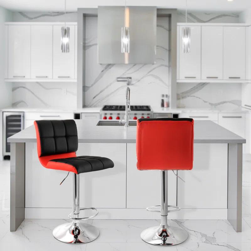 Orren Ellis Swivel Upholstered Adjustable Height Counter Stool (Set of 2)