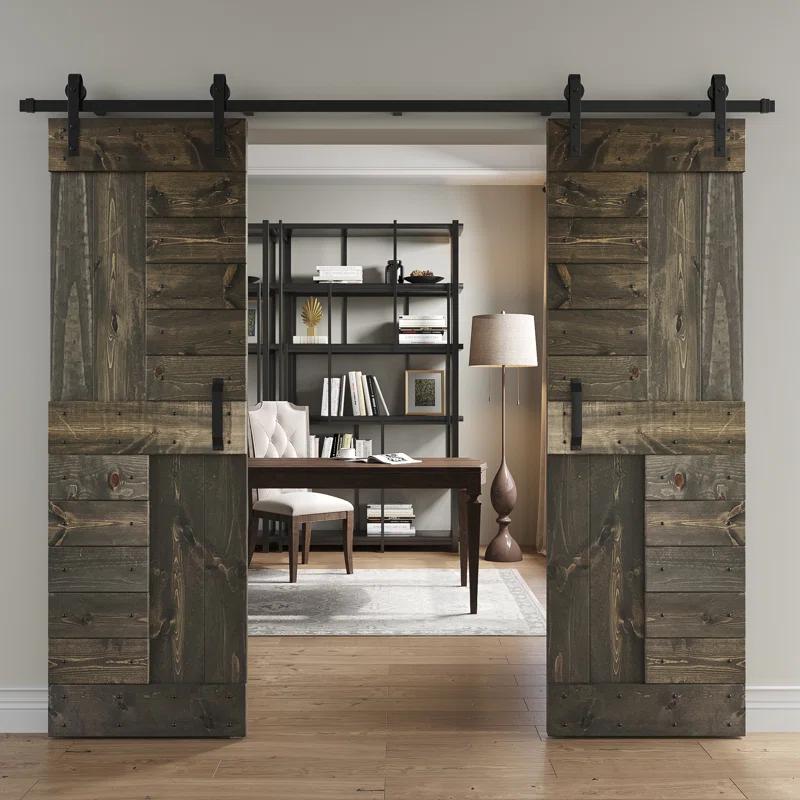 Coast Sequoia 84'' Solid Wood Paneled with Installation Hardware Kit Barn Door