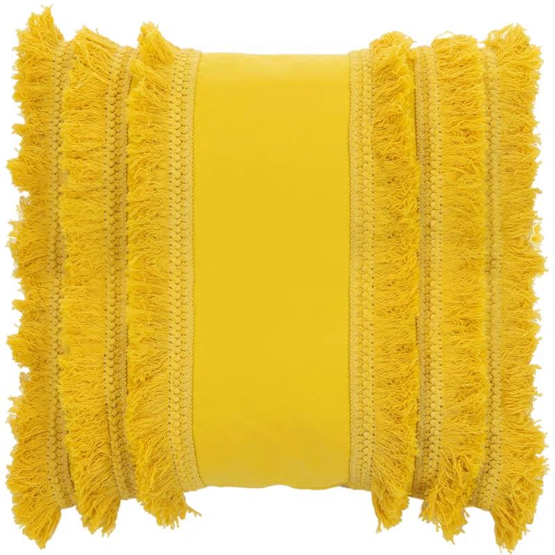 Fringed Cotton Throw Pillow