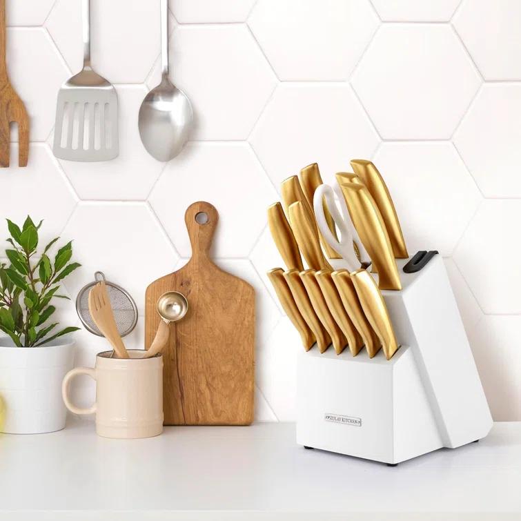 Zulay Kitchen Zulay Kitchen Premium 15-Piece Knife Set with Natural Wood Block and Built-in Sharpener
