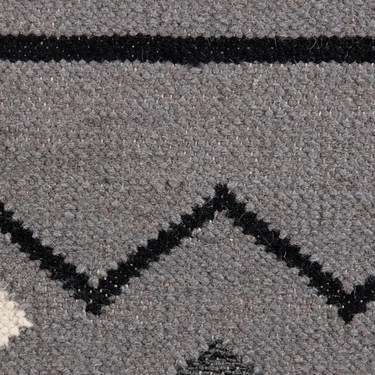 Union Rustic Oneil Moroccan Handmade Wool Gray Area Rug
