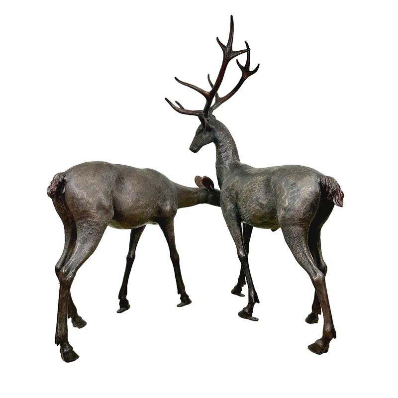 Metropolitan Galleries Bronze Buck and Doe 2 Piece Sculpture Set