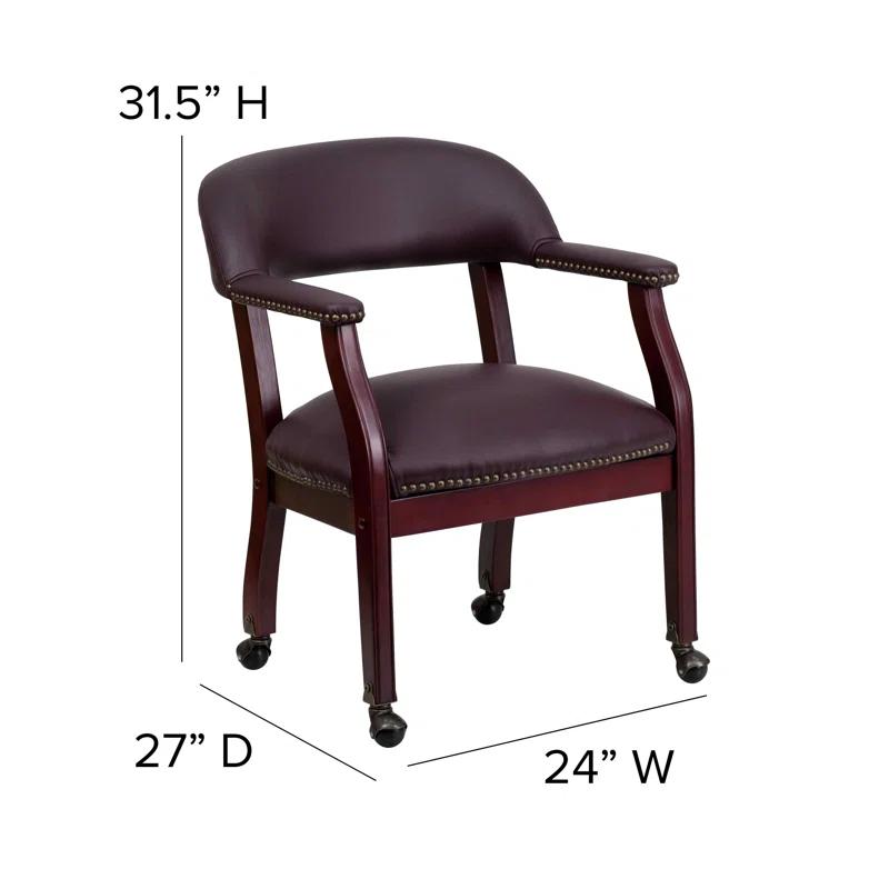 Leather Seat Waiting Room Chair with Wood Frame