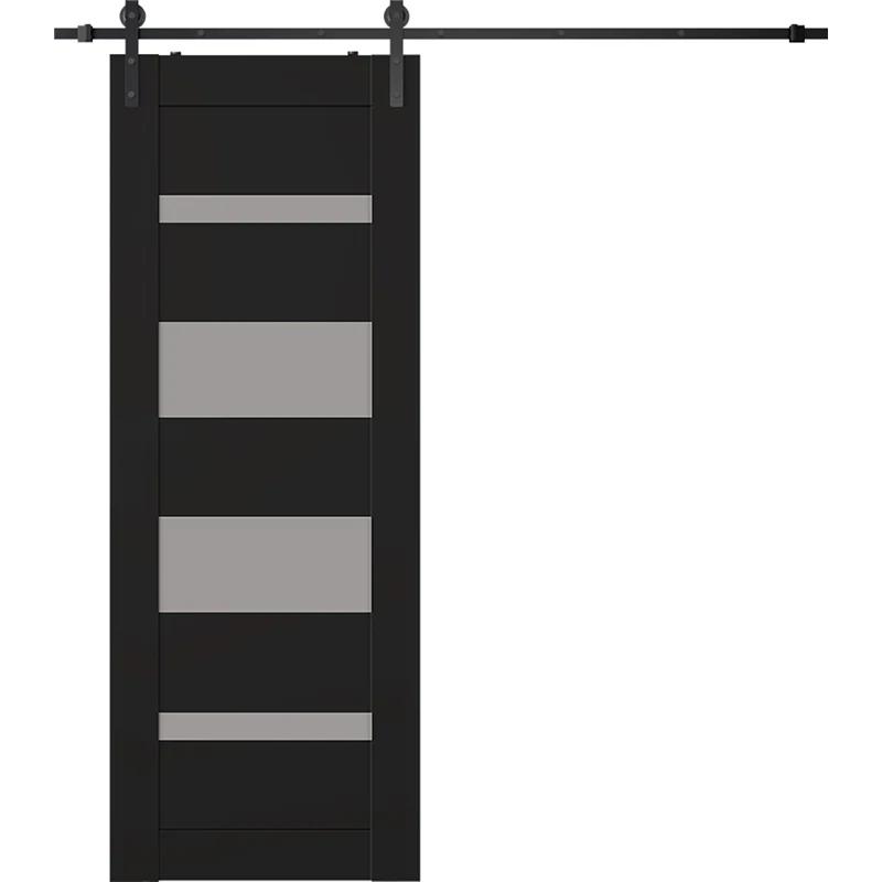 Belldinni Mirella Solid Manufactured Wood and Glass Barn Door with Installation Hardware Kit