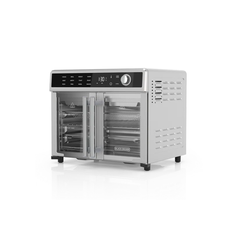 BLACK+DECKER BLACK+DECKER Air Fryer Toaster Oven Combo, 12 in 1 Countertop Convection Oven Cooks Food Fast, Fits a Whole Pizza, French Doors
