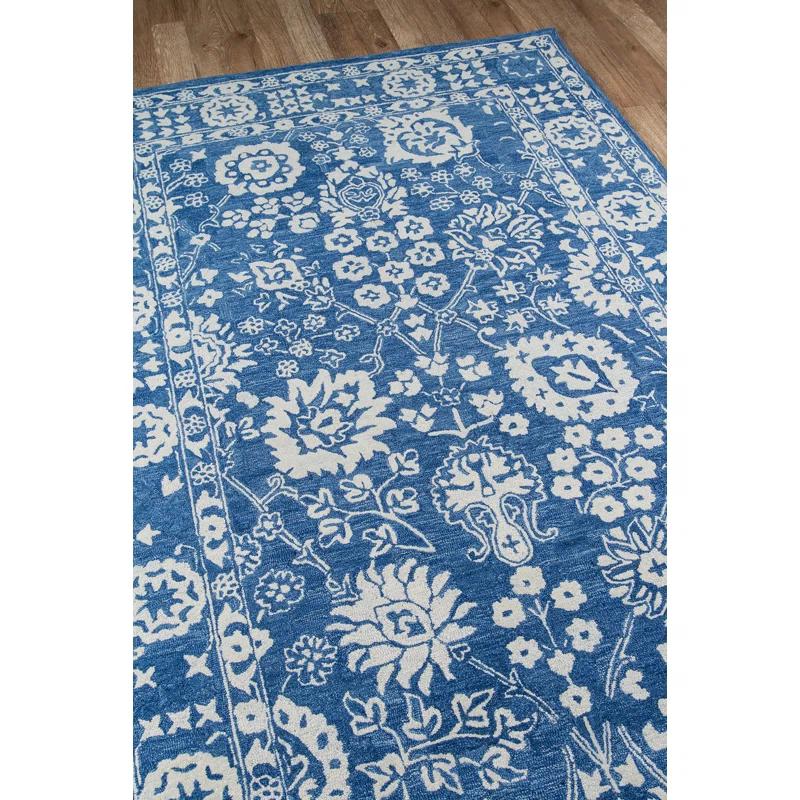 Cece Oriental Handmade Tufted Wool Blue/White Area Rug