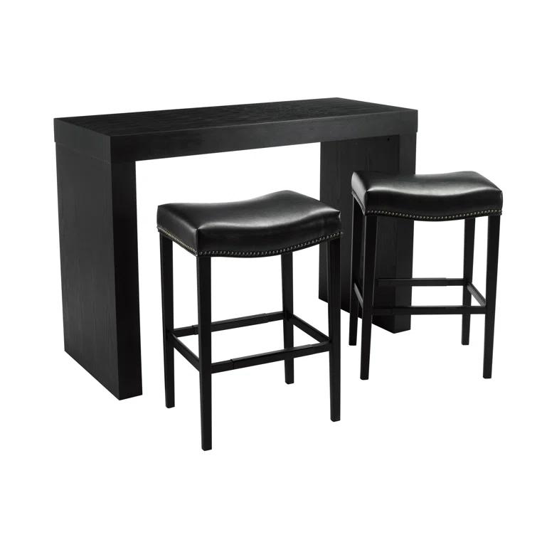 Matte Black Ashwood Transitional Counter Height Dining Table