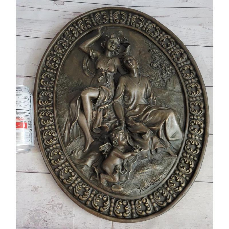 Bloomsbury Market Hanging Wall Relief Bronze Sculpture Art French Italian Antique Vintage Style 17 Inches X 13 Inches