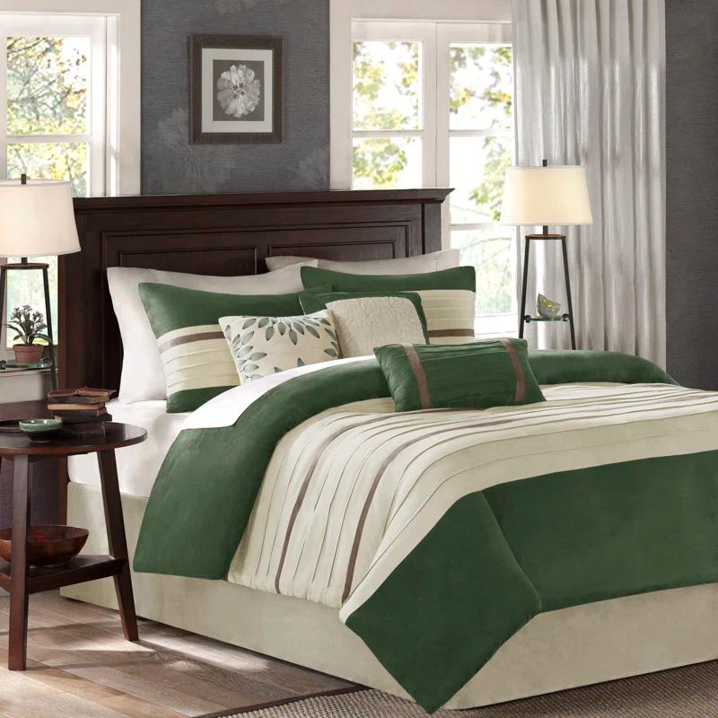 Madison Park Palmer 7 PC Pieced Faux Suede Comforter Set