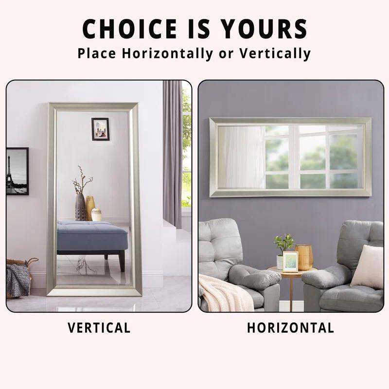 Red Barrel Studio® Chappell Beveled Full Length Huge Floor Mirror XL Mirror Large Standing Silver Floor Mirror